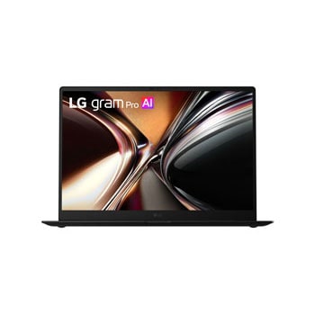 Front view of LG gram Pro 16；Copilot+ PC｜Windows 11 Home｜インテル® Core™ Ultra X7 プロセッサー 358H｜メモリ32GB｜SSD 512GB｜16インチ アンチグレア OLED｜2026年モデル｜ノートパソコン 16Z90U-KUB4J